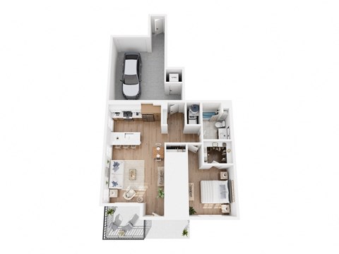 Floor plan for 1 bed, 1 bath, 831 sqft